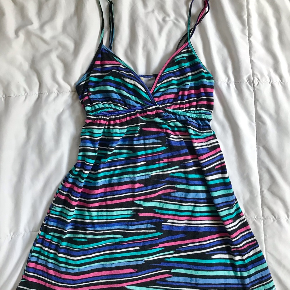 Y2K Billabong Striped Babydoll Mini Dress - Picture 1 of 7